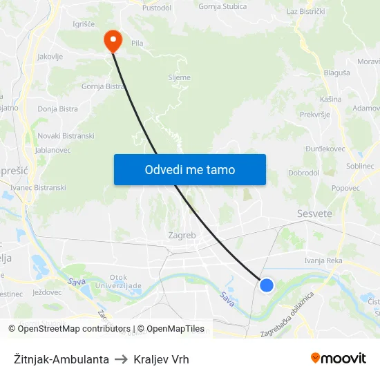 Žitnjak-Ambulanta to Kraljev Vrh map