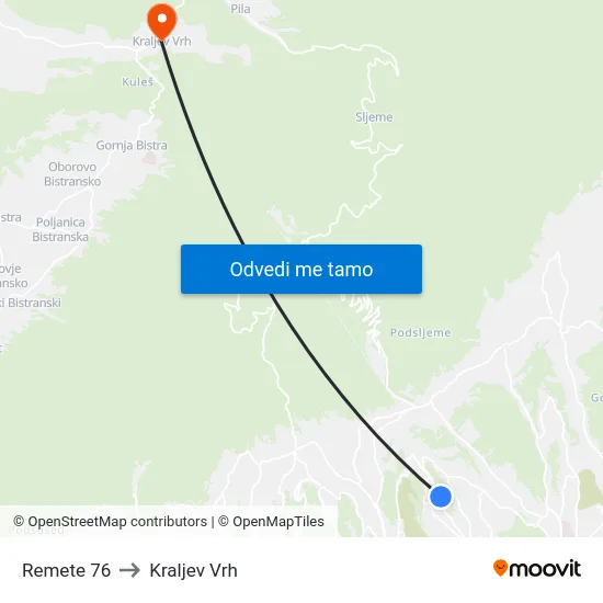 Remete 76 to Kraljev Vrh map