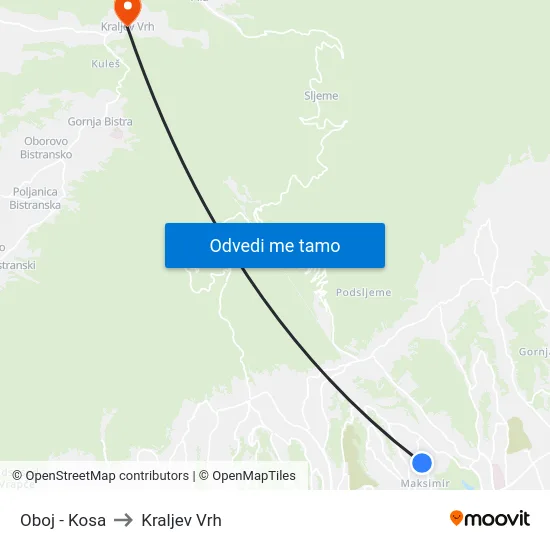 Oboj - Kosa to Kraljev Vrh map
