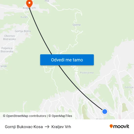 Gornji Bukovac-Kosa to Kraljev Vrh map