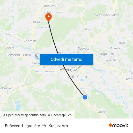 Buševec 1, Igralište to Kraljev Vrh map