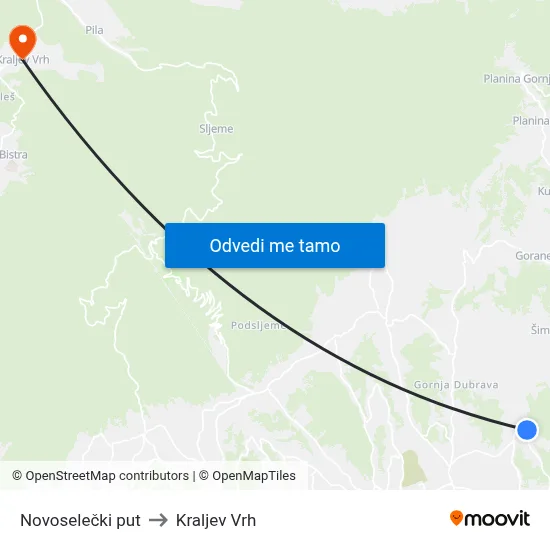 Novoselečki put to Kraljev Vrh map