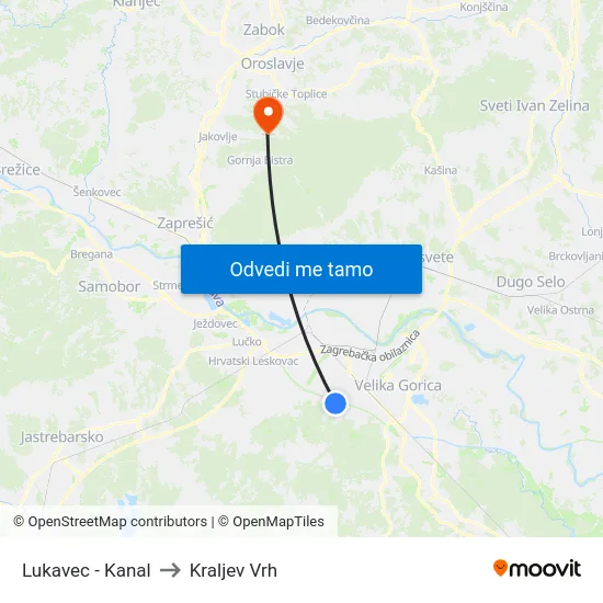 Lukavec - Kanal to Kraljev Vrh map