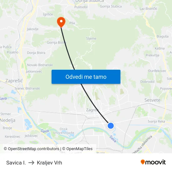 Savica I. to Kraljev Vrh map