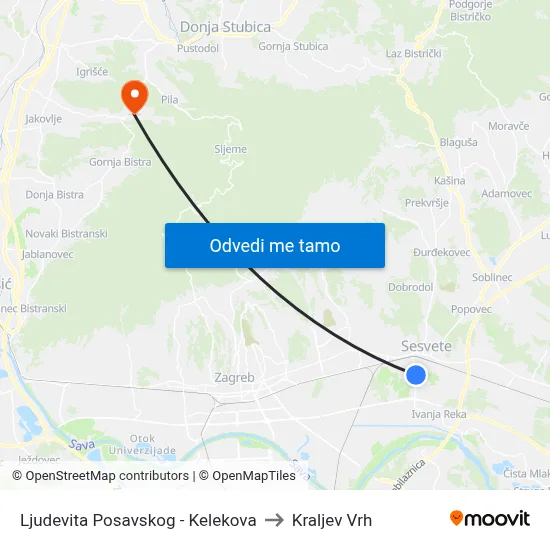 Ljudevita Posavskog - Kelekova to Kraljev Vrh map
