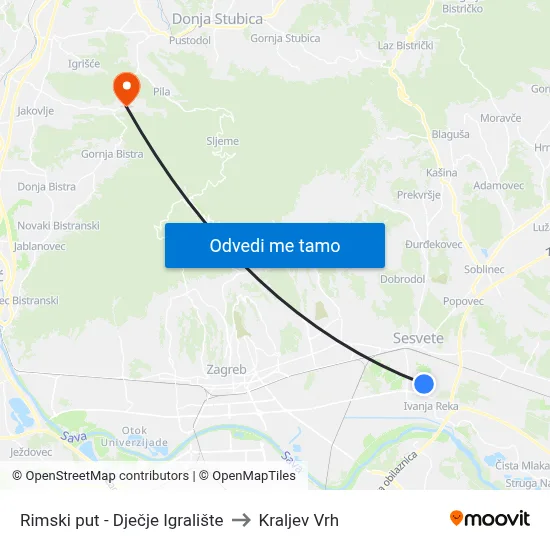Rimski put - Dječje Igralište to Kraljev Vrh map