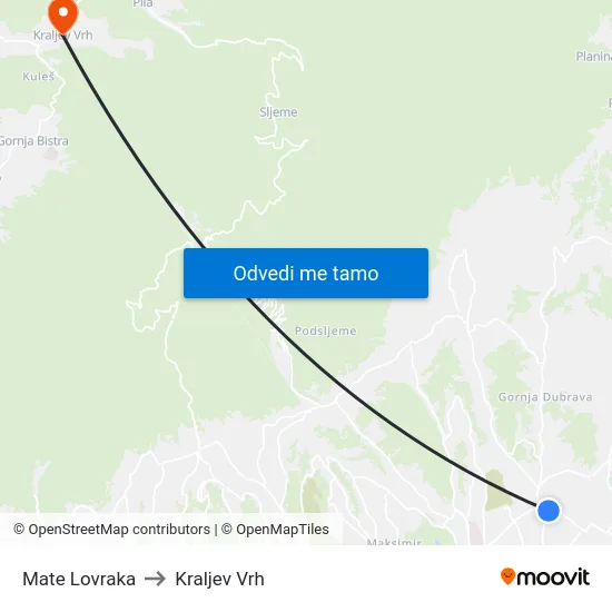 Mate Lovraka to Kraljev Vrh map