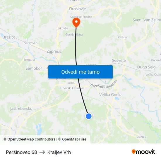 Peršinovec 68 to Kraljev Vrh map