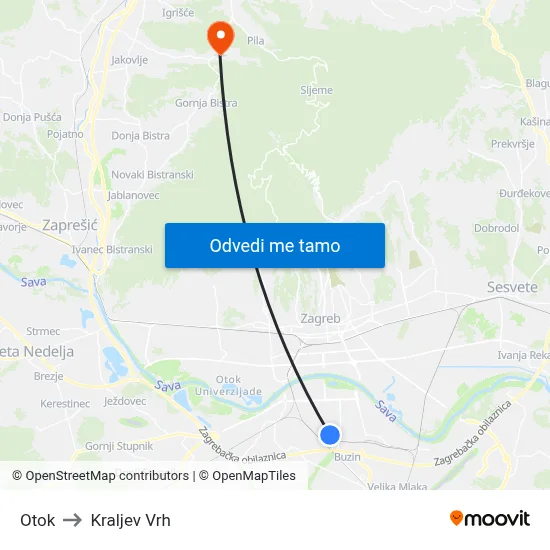 Otok to Kraljev Vrh map