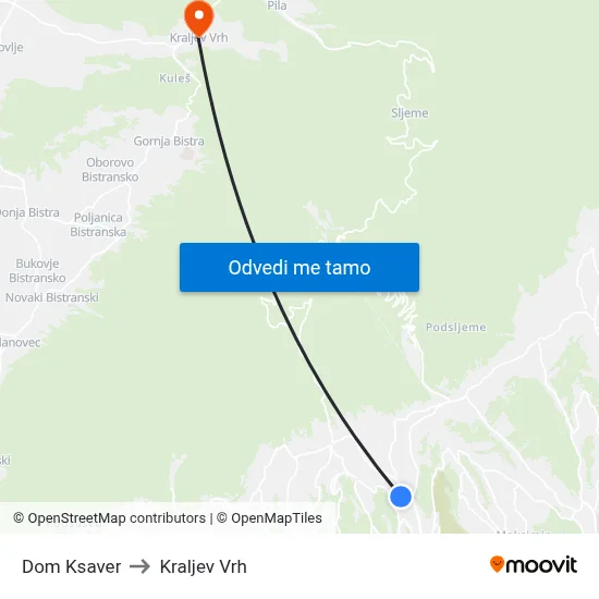 Dom Ksaver to Kraljev Vrh map