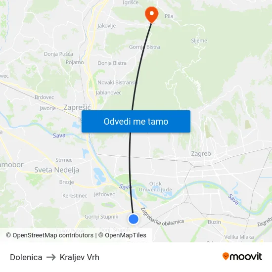 Dolenica to Kraljev Vrh map