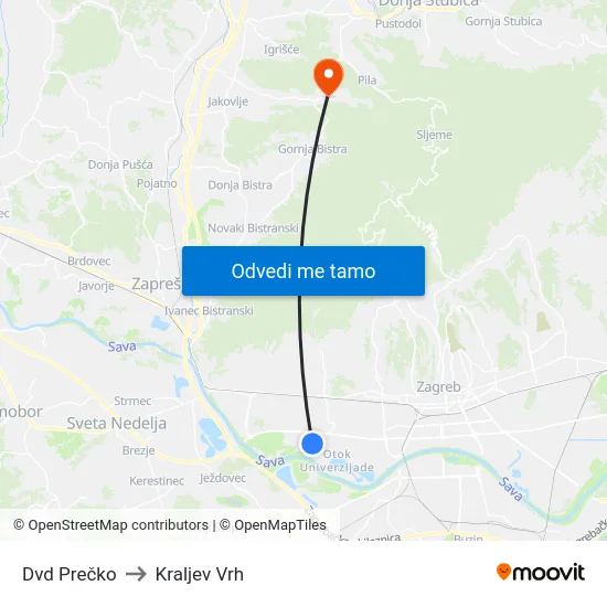 Dvd Prečko to Kraljev Vrh map