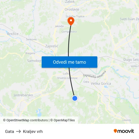 Gata to Kraljev vrh map