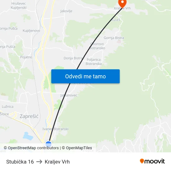 Stubička 16 to Kraljev Vrh map
