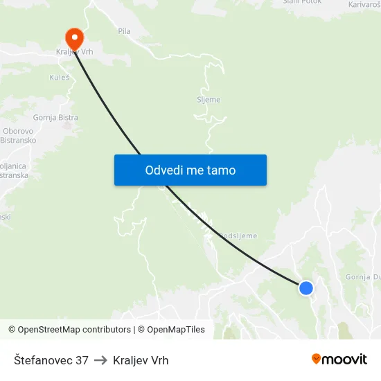 Štefanovec 37 to Kraljev Vrh map