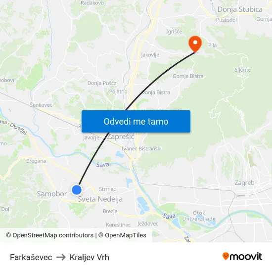 Farkaševec to Kraljev Vrh map