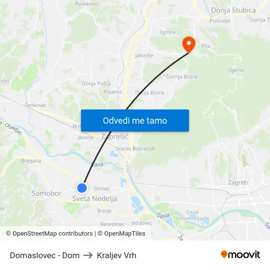 Domaslovec - Dom to Kraljev Vrh map