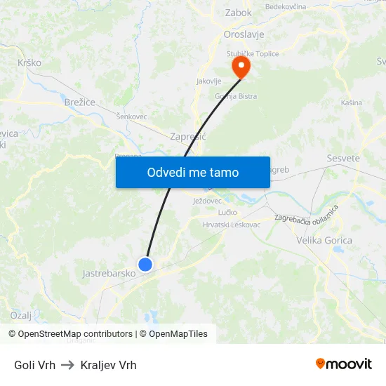 Goli Vrh to Kraljev Vrh map