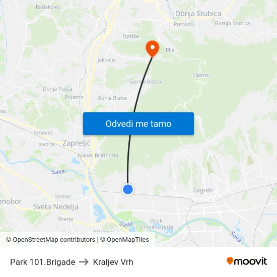 Park 101.Brigade to Kraljev Vrh map