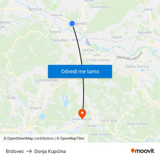 Brdovec to Donja Kupčina map