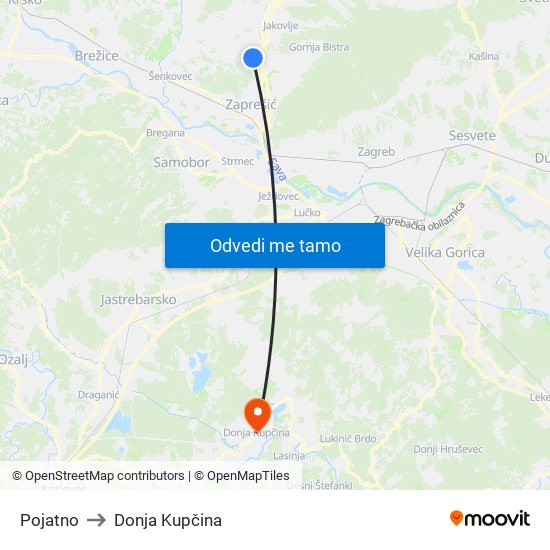 Pojatno to Donja Kupčina map