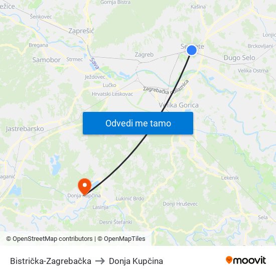 Bistrička-Zagrebačka to Donja Kupčina map