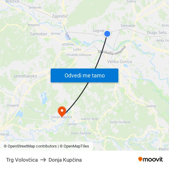 Trg Volovčica to Donja Kupčina map