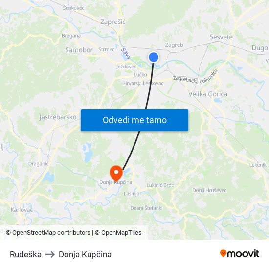 Rudeška to Donja Kupčina map