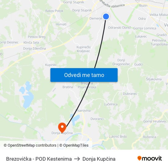 Brezovička - POD Kestenima to Donja Kupčina map