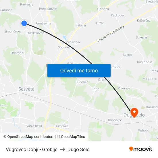 Vugrovec Donji - Groblje to Dugo Selo map