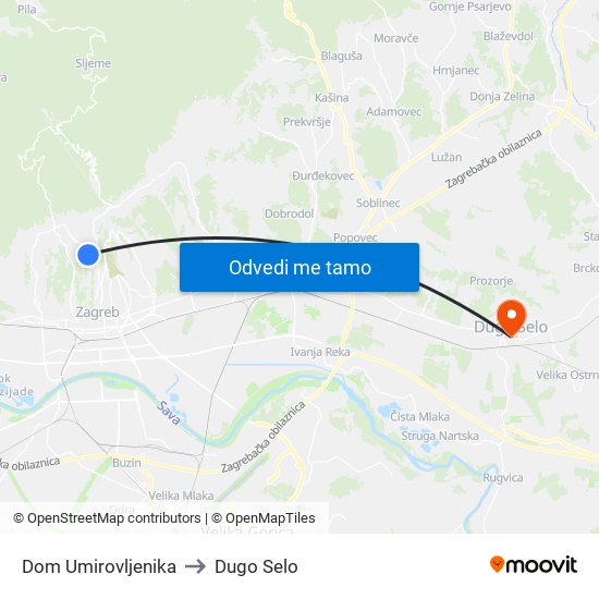 Dom Umirovljenika to Dugo Selo map