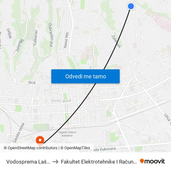 Vodosprema Lašćina to Fakultet Elektrotehnike I Računarstva map