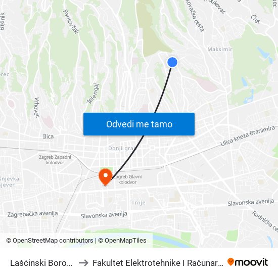 Lašćinski Borovec to Fakultet Elektrotehnike I Računarstva map