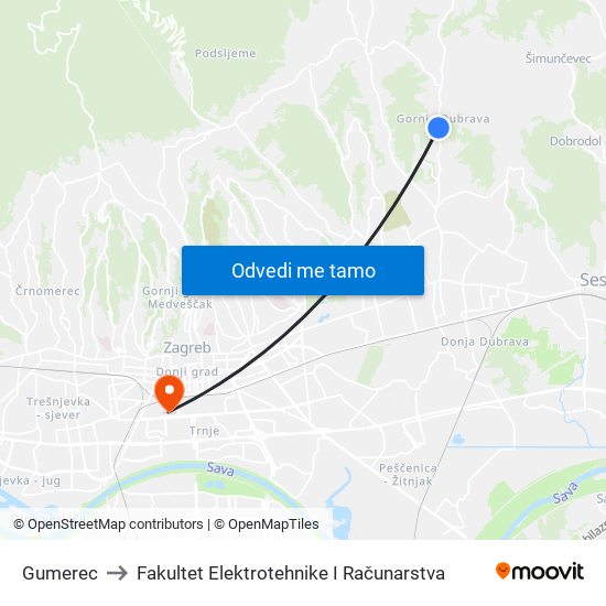 Gumerec to Fakultet Elektrotehnike I Računarstva map