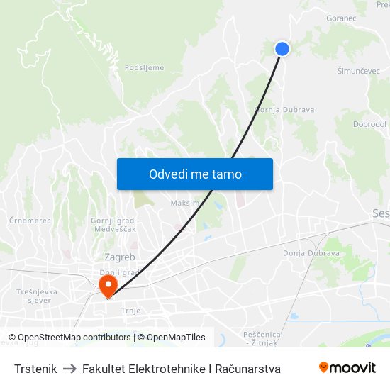 Trstenik to Fakultet Elektrotehnike I Računarstva map