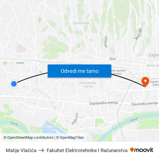 Matije Vlačića to Fakultet Elektrotehnike I Računarstva map