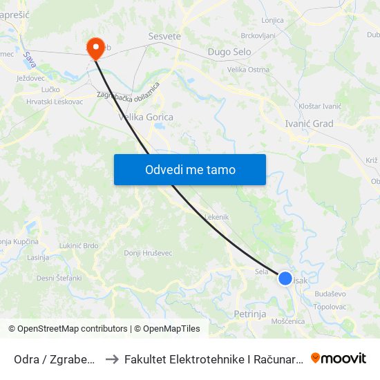 Odra / Zgrabečka to Fakultet Elektrotehnike I Računarstva map