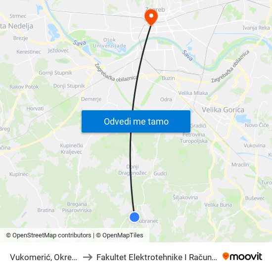 Vukomerić, Okretište to Fakultet Elektrotehnike I Računarstva map