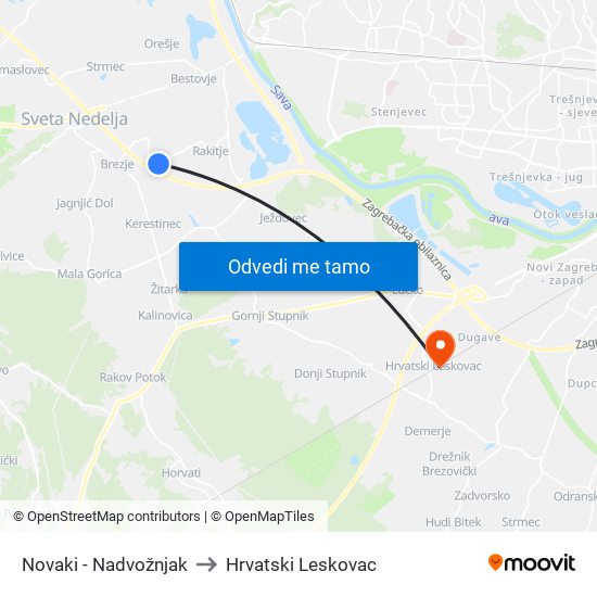 Novaki - Nadvožnjak to Hrvatski Leskovac map