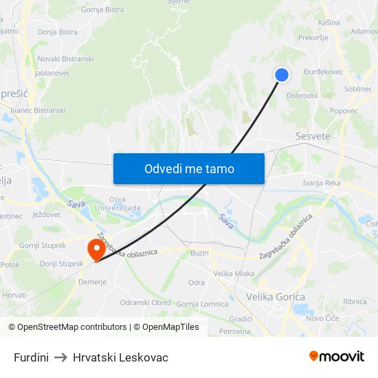 Furdini to Hrvatski Leskovac map