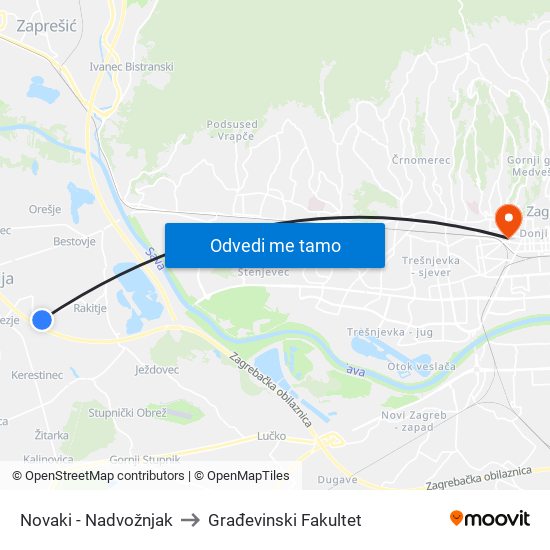 Novaki - Nadvožnjak to Građevinski Fakultet map