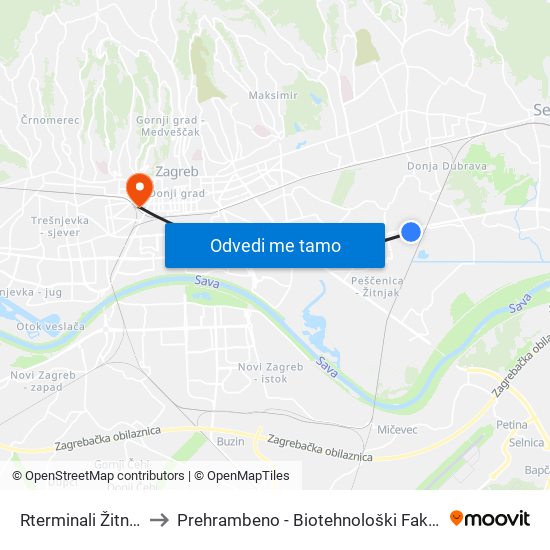 Rterminali Žitnjak to Prehrambeno - Biotehnološki Fakultet map