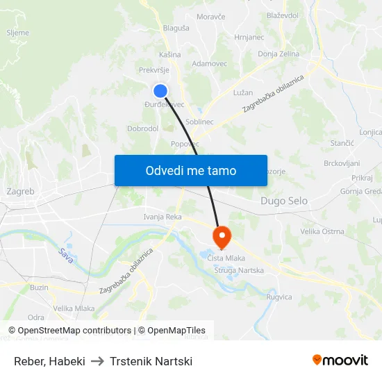 Reber, Habeki to Trstenik Nartski map