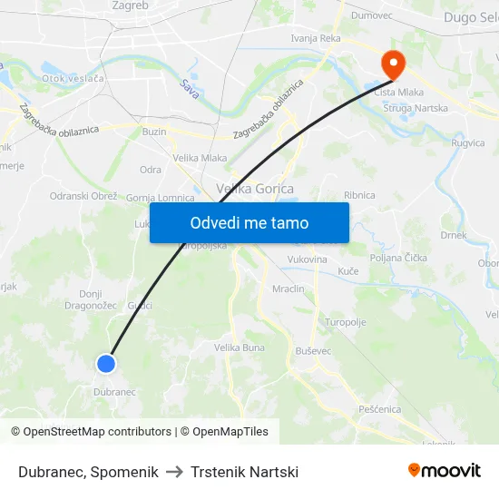 Dubranec, Spomenik to Trstenik Nartski map
