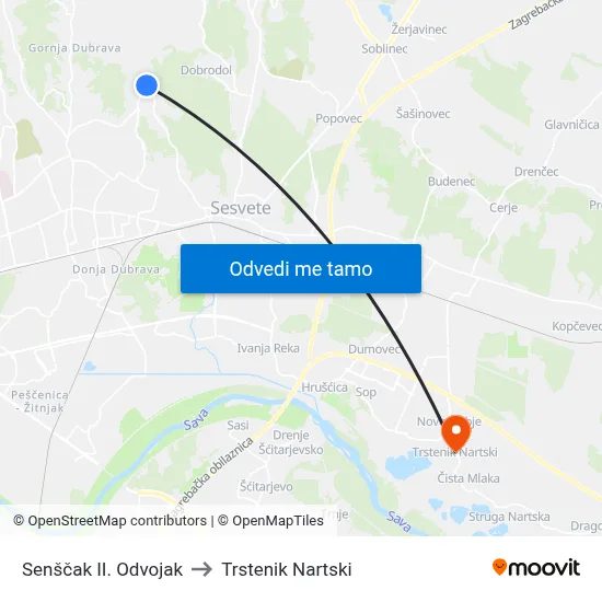 Senščak II. Odvojak to Trstenik Nartski map