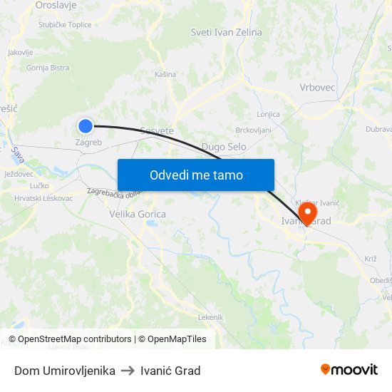 Dom Umirovljenika to Ivanić Grad map