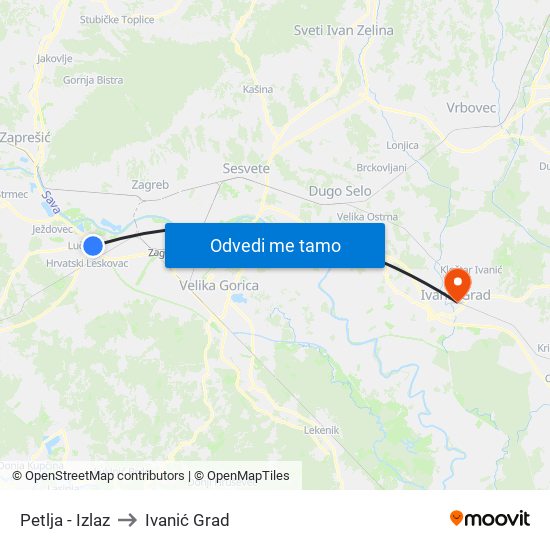 Petlja - Izlaz to Ivanić Grad map