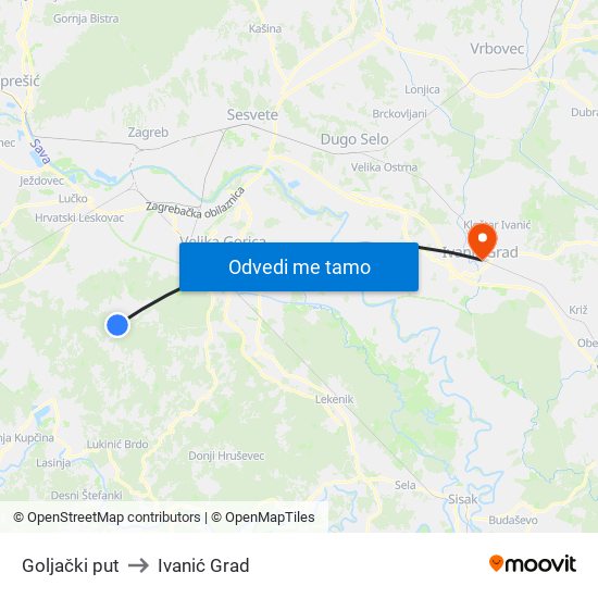 Goljački put to Ivanić Grad map
