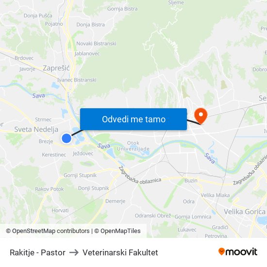 Rakitje - Pastor to Veterinarski Fakultet map