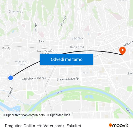 Dragutina Golika to Veterinarski Fakultet map